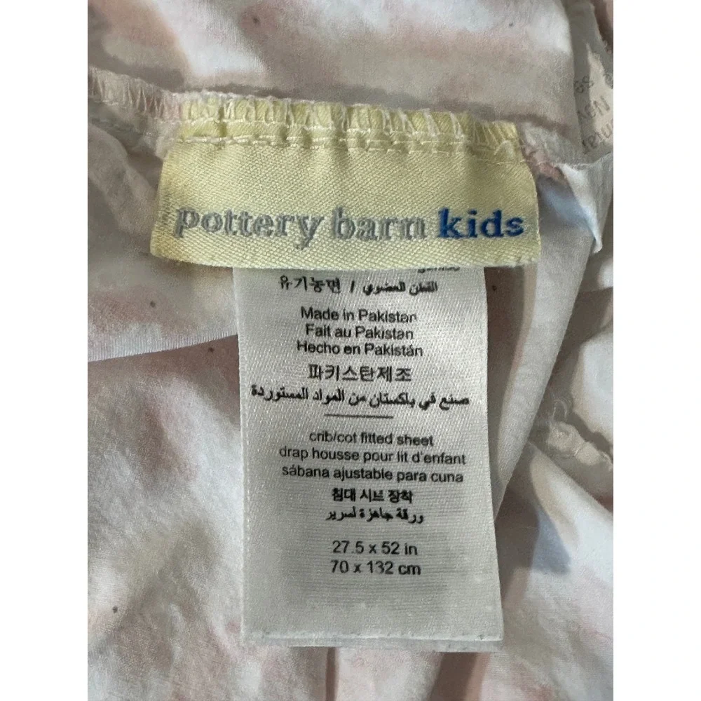2 Pottery Barn Kids Organic Cotton Crib Fitted Sheets Pink Bunny Chevron 27x52